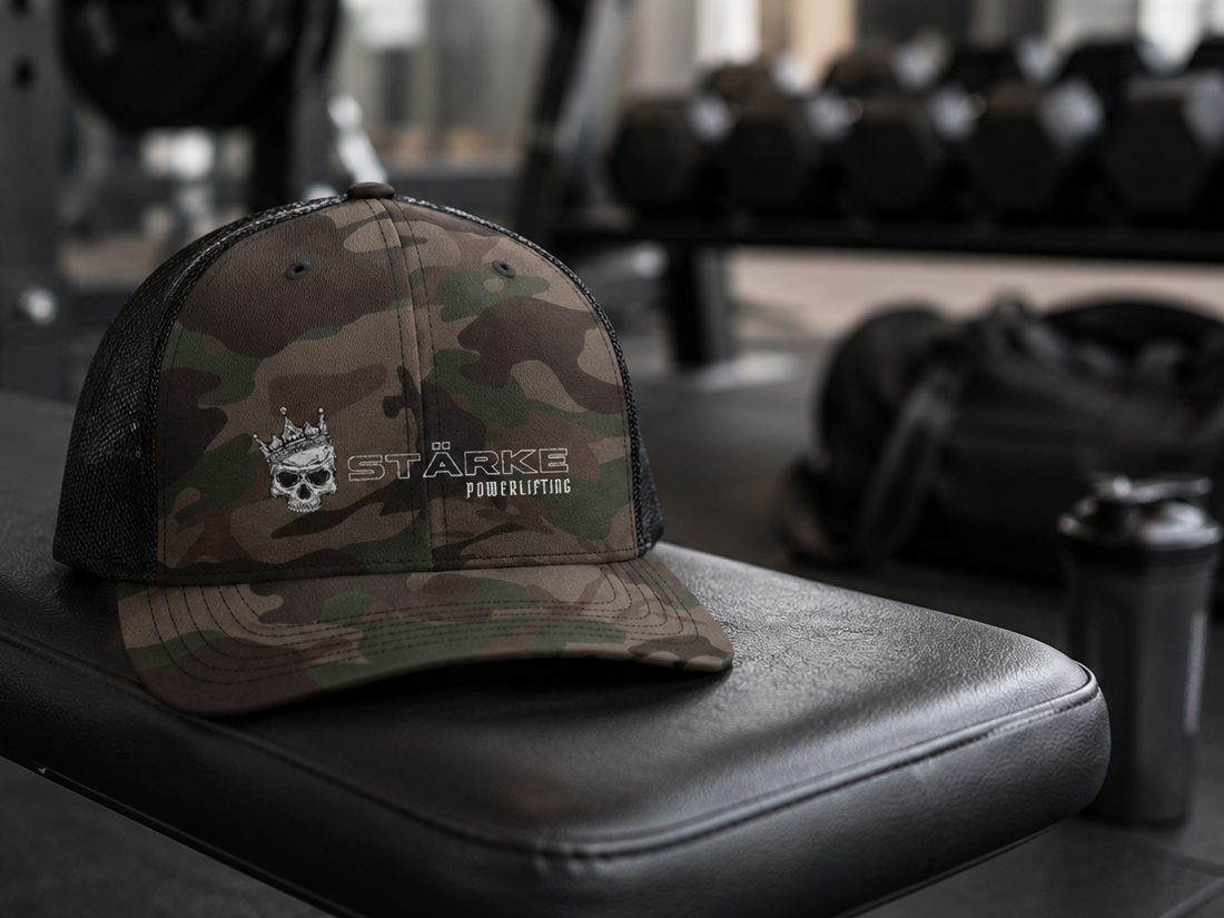 Camo Powerlifting Trucker Hat